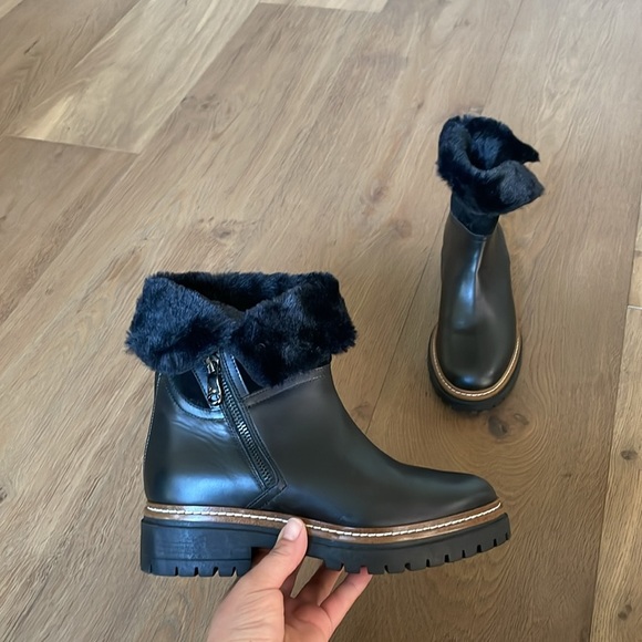 Fabianelli made in Italy Winter Boots Shearling Leather Black Sz 38 EU 7.5-8 US - Picture 9 of 15